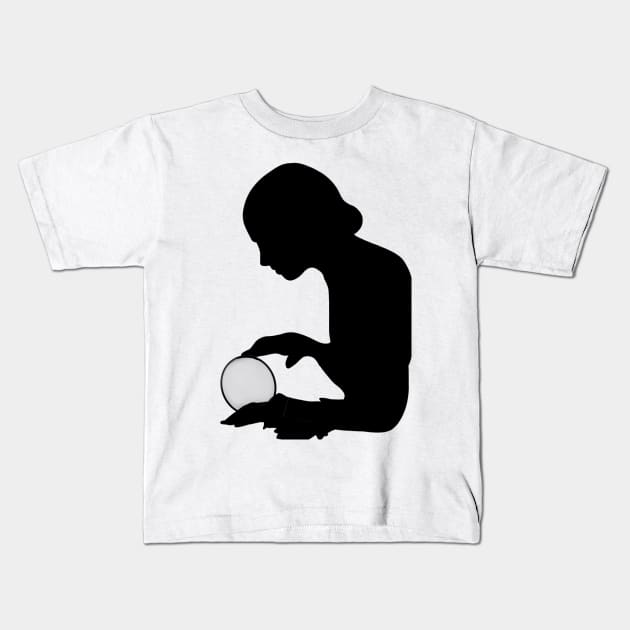 Fortune Teller With Crystal Ball Silhouette Kids T-Shirt by penandbea